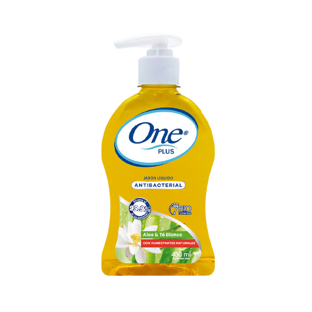 ONE PLUS JAB LIQ VALV ALOE-TE BLANCO 450ML /12
